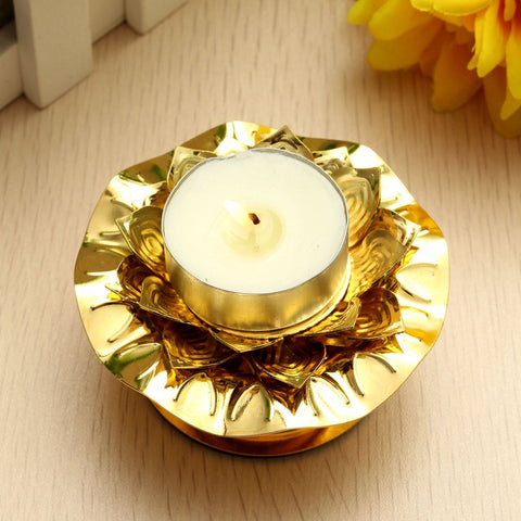 Golden Lotus Flower Candle Holder