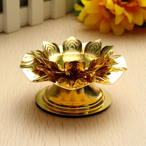 Golden Lotus Flower Candle Holder