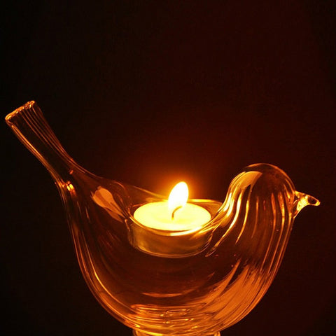 Bird Shape Glass Candle Holder