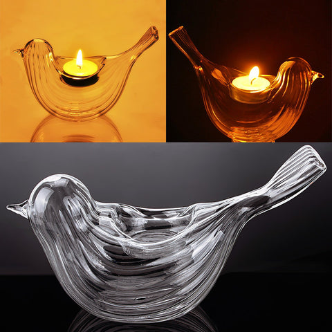 Bird Shape Glass Candle Holder