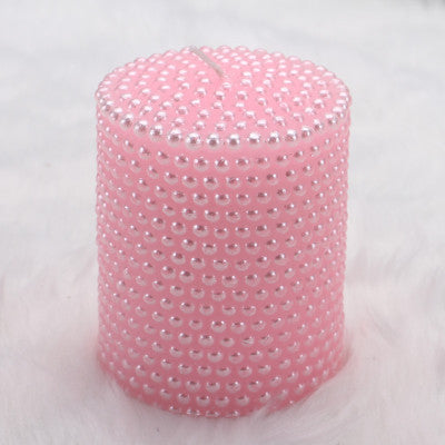 Cylindrical Smokeless Candle with Pearls