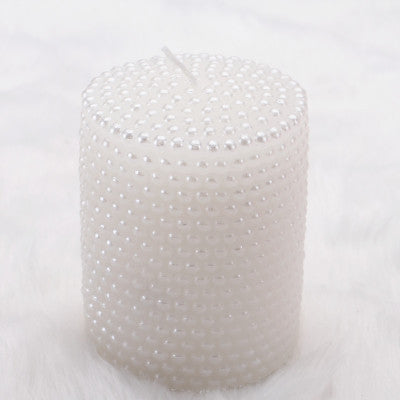 Cylindrical Smokeless Candle with Pearls