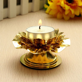 Golden Lotus Flower Candle Holder
