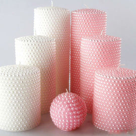 Cylindrical Smokeless Candle with Pearls