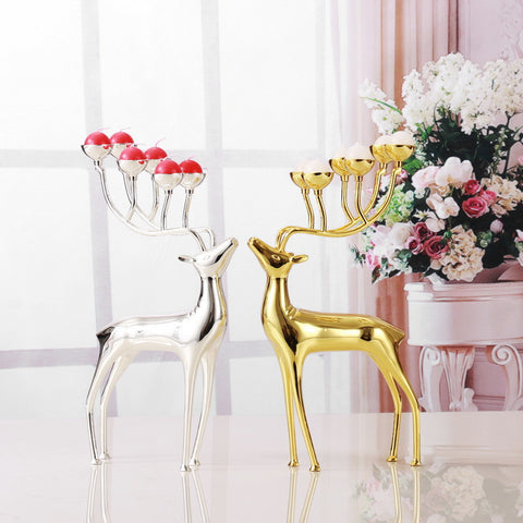 Steel Deer Holder and Candles Set