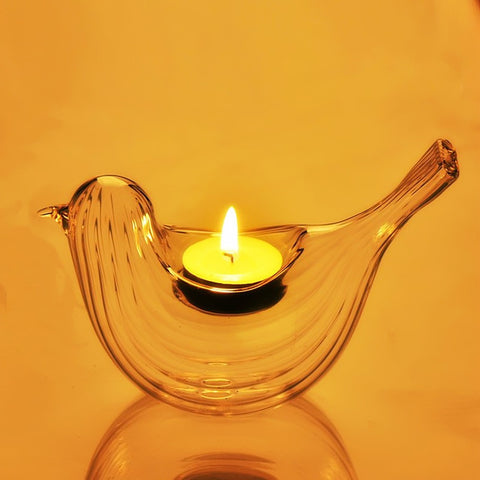 Bird Shape Glass Candle Holder