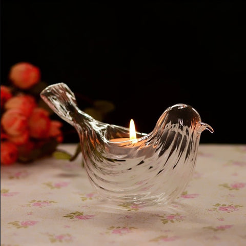 Bird Shape Glass Candle Holder